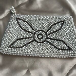 Elegant Pearl-Embellished Clutch